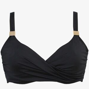 Miraclesuit Underwire Surplice Bra Top In Black 38D New